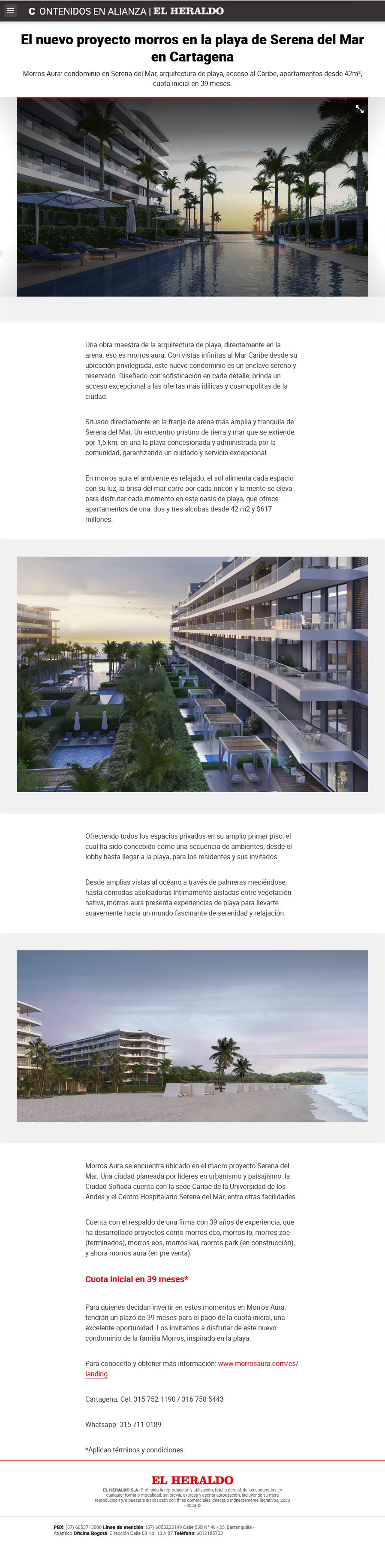 El nuevo proyecto morros en la playa de Serena del Mar en Cartagena